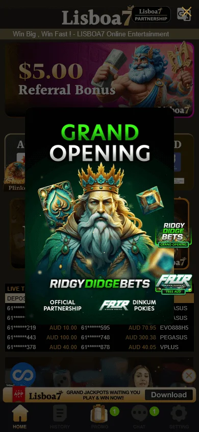 Lisboa7 Casino home page on a mobile device